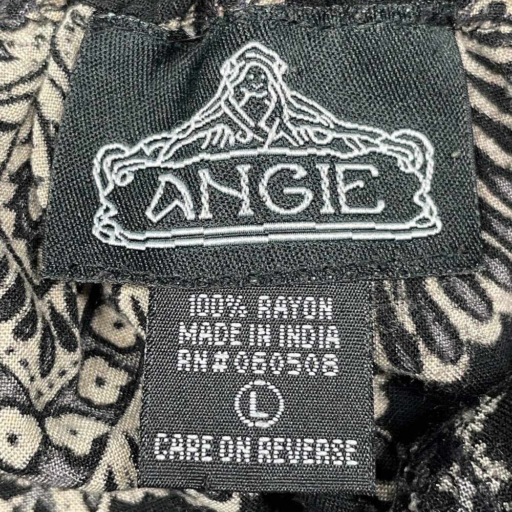 Angie Harem Pants Women Large Black Orange Boho Paisley Medallion Rayon Jogger - Picture 5 of 9